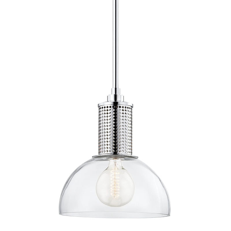 One Light Pendant from the Halcyon Collection in Polished Nickel Finish by Hudson Valley