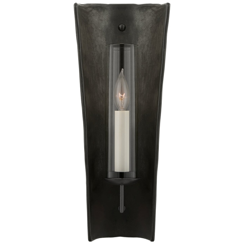 One Light Wall Sconce from the Downey Collection in Stained Black Metallic And Aged Iron Finish by Visual Comfort Signature