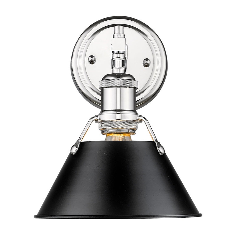 Orwell CH 1 Light Bath Vanity in Chrome with Matte Matte Black Shade