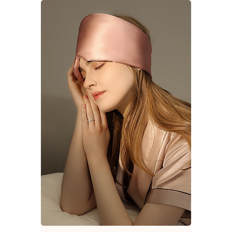 Pink Luxury 19 Momme Mulberry Silk Sleep Mask – Total Blackout Comfort, Wide Design & Adjustable Strap
