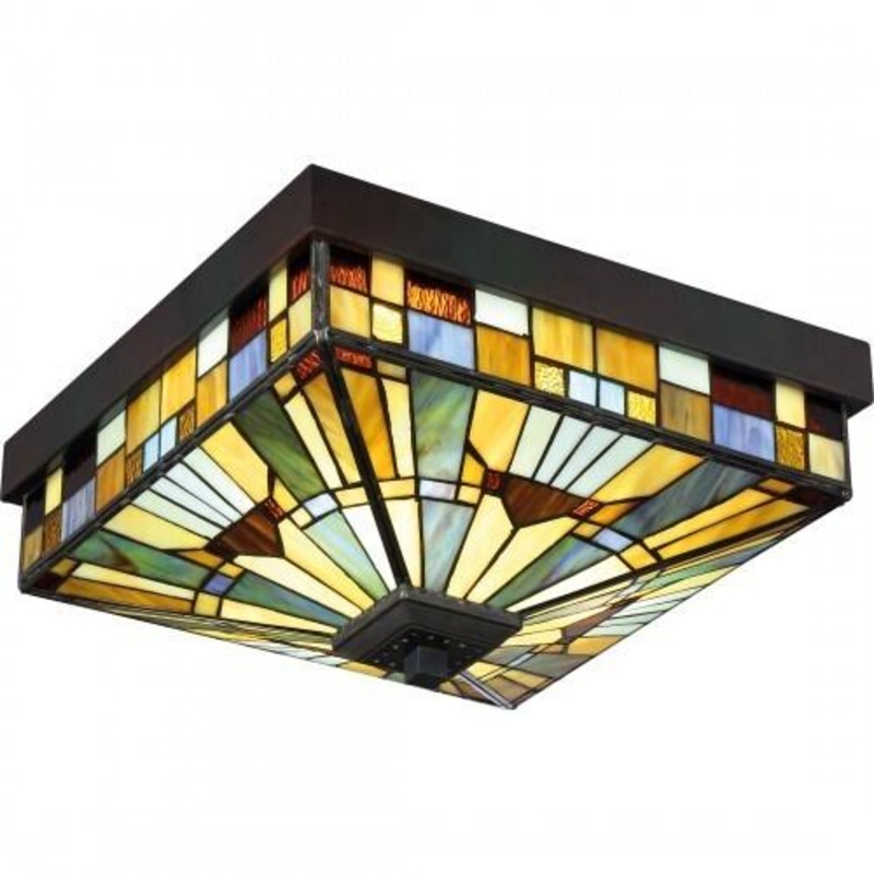 Quoizel TFIK1614VA Inglenook Flush mount tiffany 14″ Flush Mount