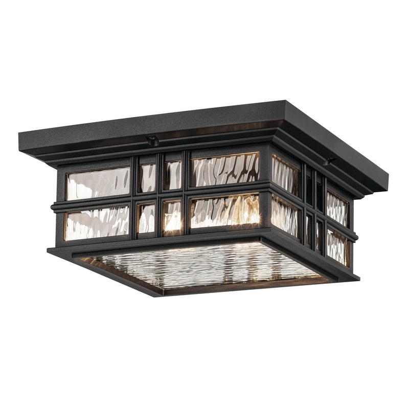 Two Light Outdoor Ceiling Mount from the Beacon Square Collection in Textured Black Finish by Kichler