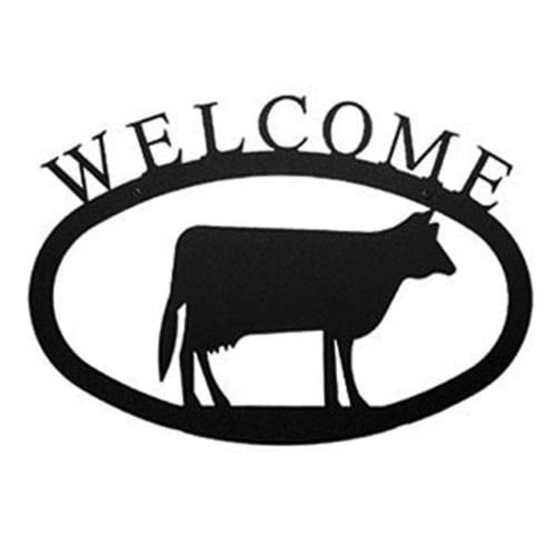 Village Wrought Iron WEL-5-L Cow Welcome Sign Large