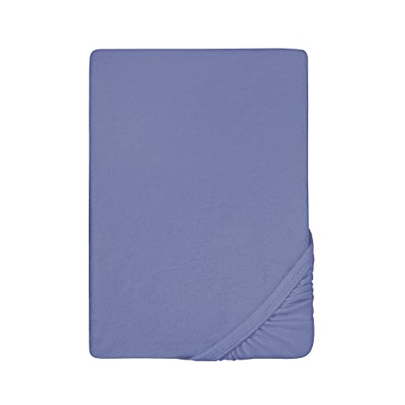Biberna 0012344 Lenzuolo Frottee-Stretch (Altezza Materasso max. 22 cm) 1X 140X200 cm > 160X200 cm, Blu