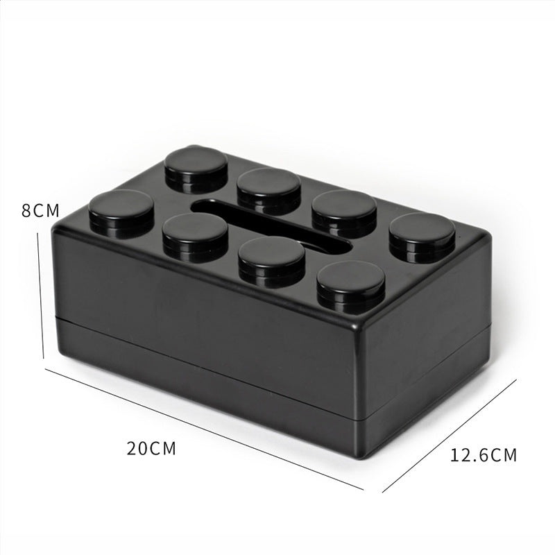 Black 2 Pcs Creative Building Block Tissue Box Holder – Wall-Mounted & Desktop Dispenser for Bathroom, Kids Room & Office Decor