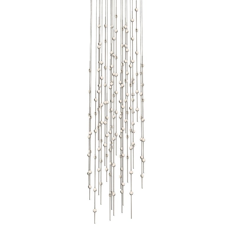 Constellation Andromeda 25″ Round LED Pendant Satin Nickel with Clear Faceted Acrylic 2700K 10′ Adjustable Cord