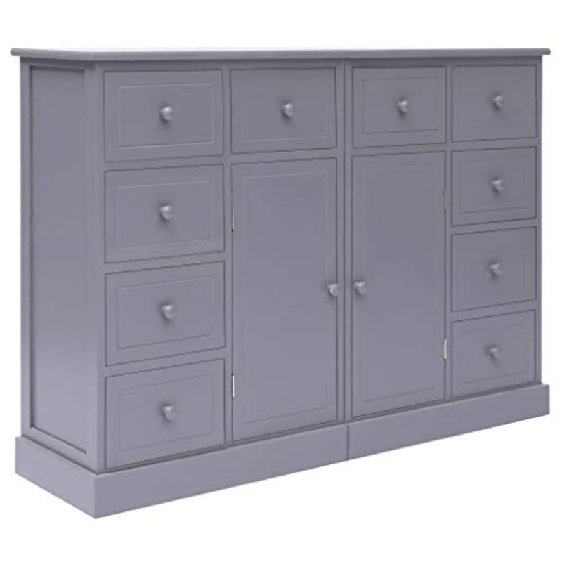 FAMIROSA Credenza con 10 Cassetti Grigia 113x30x79 cm in Legno