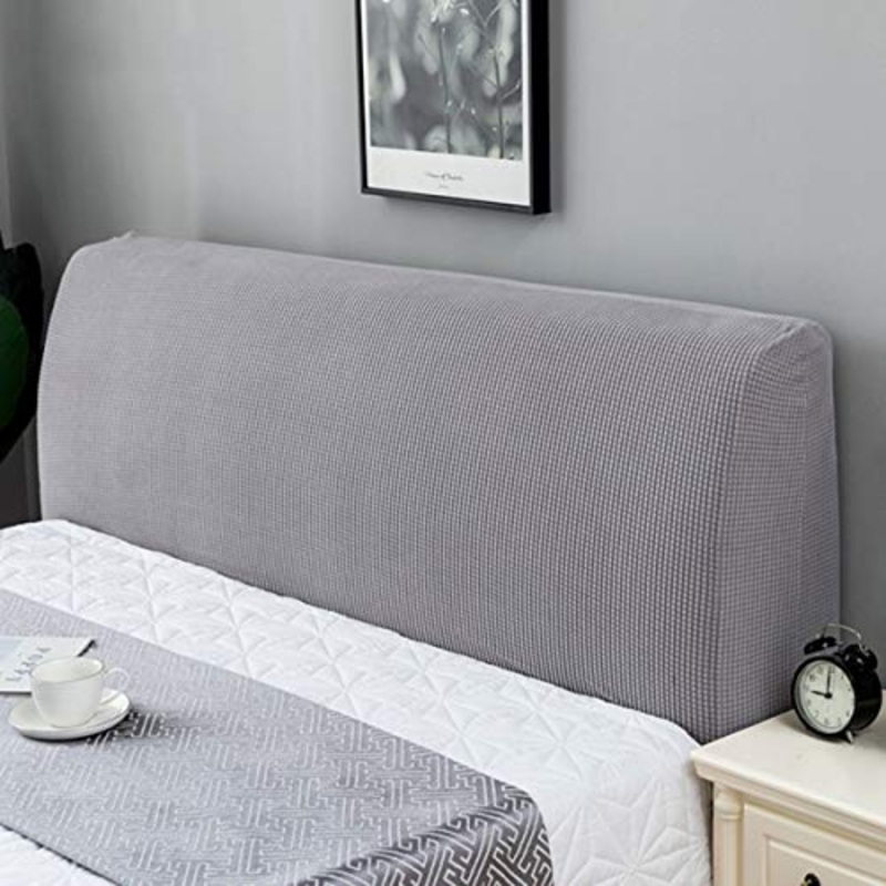 HDGZ Copritestata Letto Matrimoniale Imbottita Elastica Copritestata Letto Protezione Anti-Collision Copertura Testiera Letto Decorazione per Camera da Letto (Color : Light Gray, Size : 1.2m)