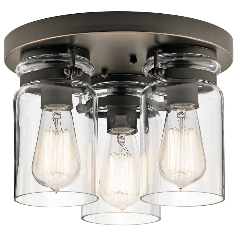Kichler 42891OZ Three Light Flush Mount, Olde Bronze