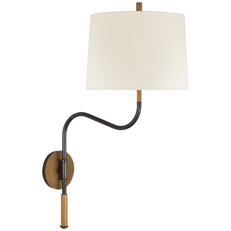 LED Swinging Wall Light from the Canto Collection in Bronze And Brass Finish by Visual Comfort Signature
