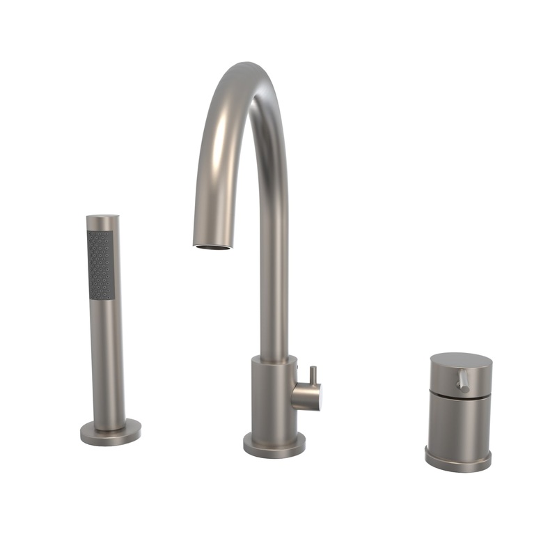 MAAX 10045541-105 Keros Deckmounted Tub Faucet with Handshower in Brushed Nickel