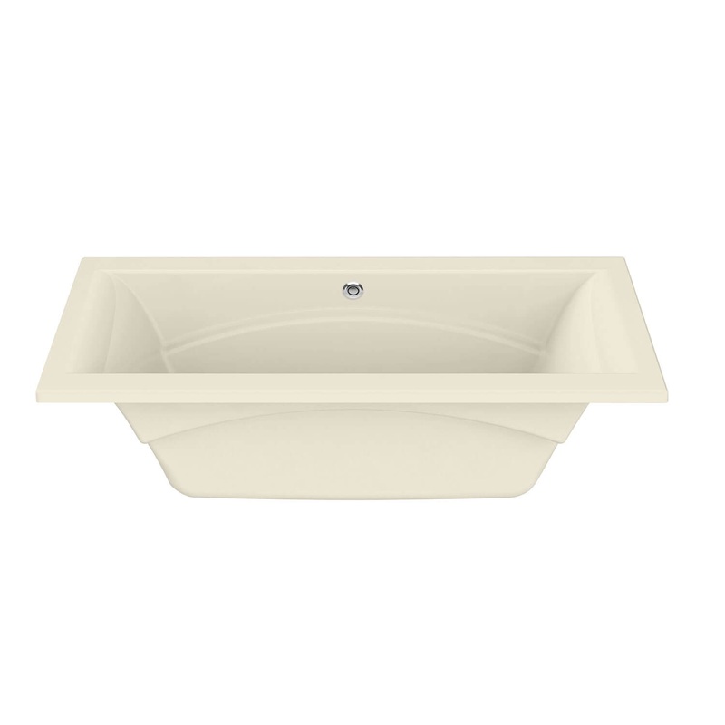 MAAX 101270-055-004 Optik 7236 Acrylic Undermount Center Drain Aerofeel Bathtub in Bone