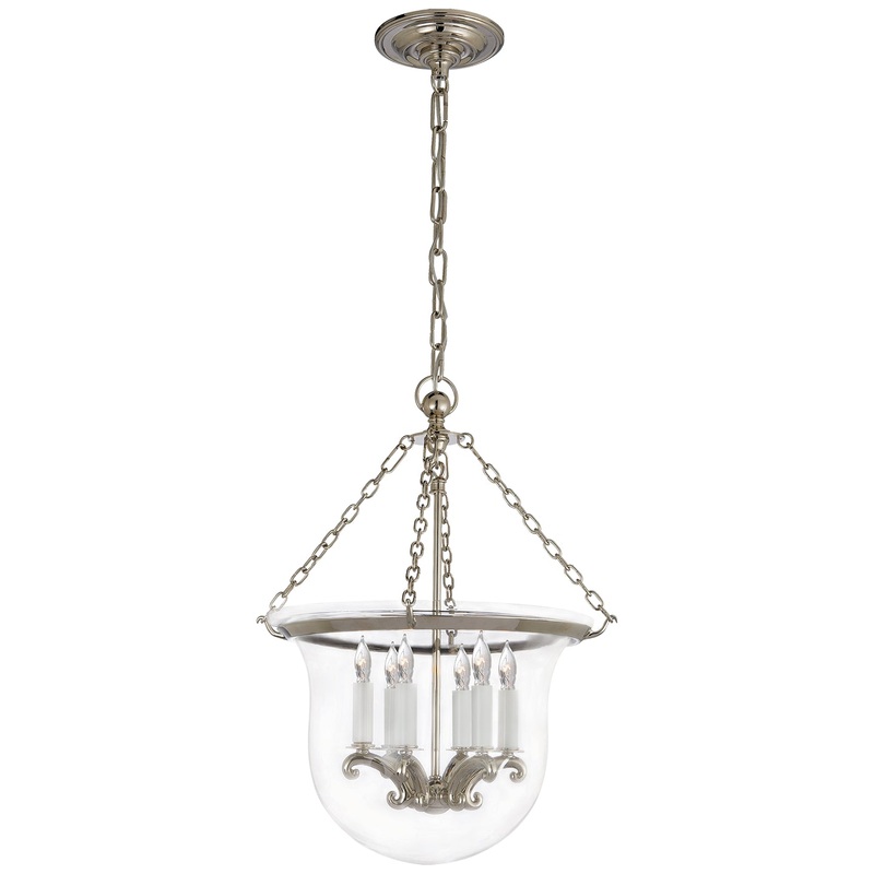 Six Light Lantern from the Country Bell Jar Collection in Polished Nickel Finish by Visual Comfort Signature