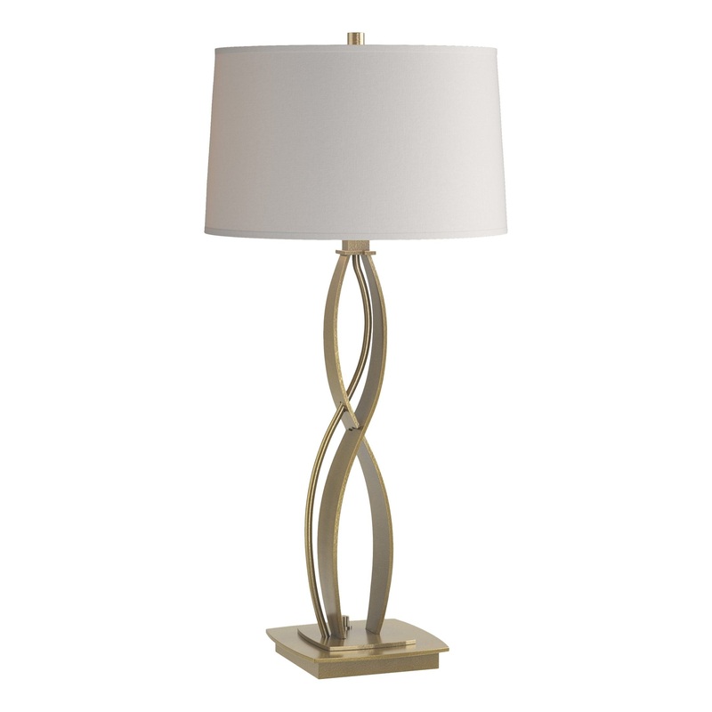 Almost Infinity Table Lamp Modern Brass Flax Shade (SE)