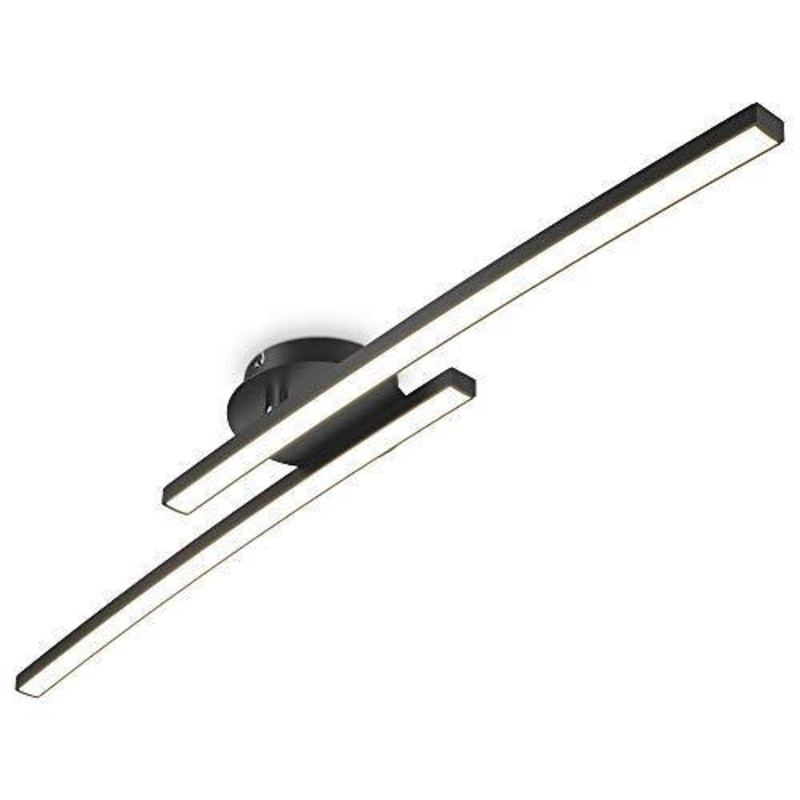 B.K.Licht Plafoniera LED, luce calda 3000K, LED integrati 1100Lm, 12W, 1 braccio ruotabile, lunga 57.5cm, Lampada da soffitto per entrata, lampadario nero IP20