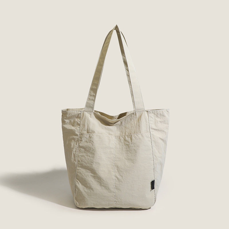 Beige Chic Lightweight Canvas Blend Tote Bag – Stylish Large Capacity Shoulder Bag for Women, Perfect for Commute & Daily Use