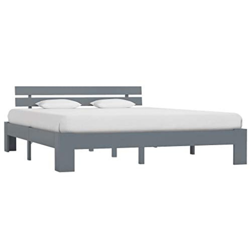 BIGTO – Struttura per letto in legno di pino massiccio, per camera da letto, stile C, colore: grigio, 180 x 200 cm