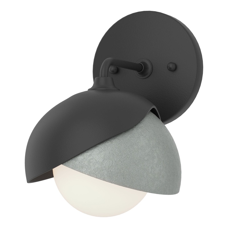 Brooklyn 1-Light Double Shade Bath Sconce Black Vintage Platinum