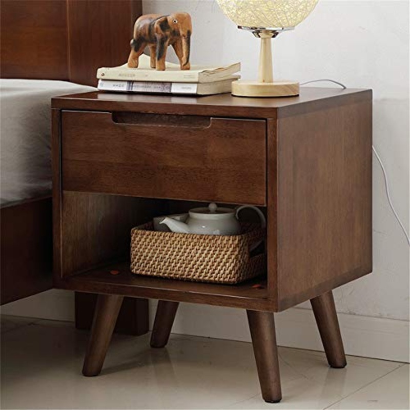 Comodino Comodino Comodino Tavolino con Open anteriore Scompartimento di immagazzinaggio e 1 cassetto Chic effetto legno Accent Furniture Installazione Facile ( Color : Walnut , Size : 45x40x50CM )