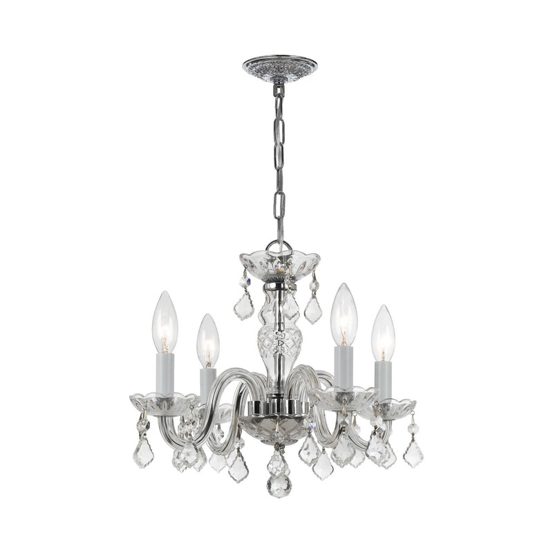 Crystorama 1064-CH-CL-S Traditional Crystal Four Light Mini Chandelier Polished Chrome