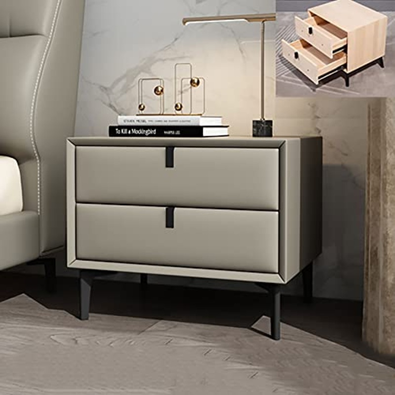 GFFTYX Comodino – Comodino in pelle tavolino comodino alto minimalista nordico, decorazione della casa Comodino in pelle di fascia alta in stile moderno e minimalista – Dimensioni: 47x40x50cm