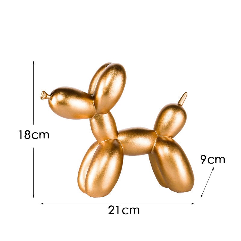 Gold Modern Resin Balloon Dog Sculpture – Playful Art Figurine with Golden Snout Accent