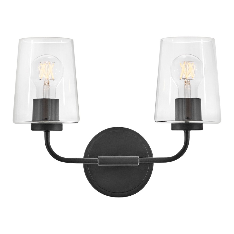 Kline Small Two Light Vanity Black with Clear