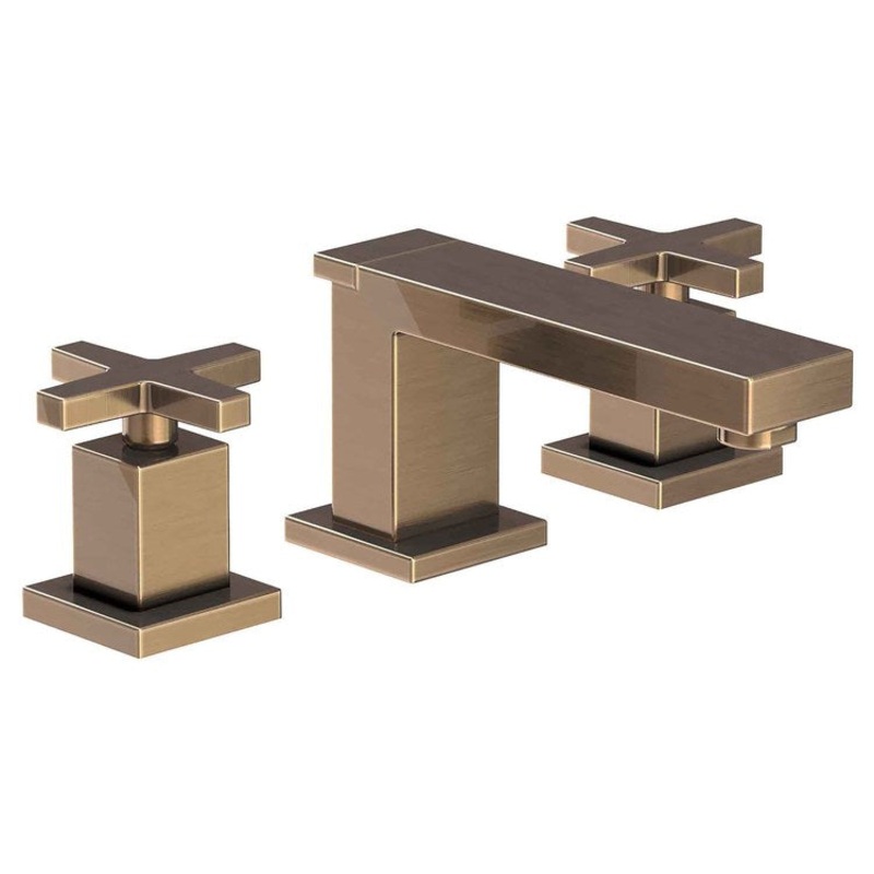 Lavatory Faucet Skylar Widespread 8 to 20 Inch Spread 2 Cross ADA Antique Brass 1.2 Gallons per Minute Brass Spout Height 2-1/2 Inch