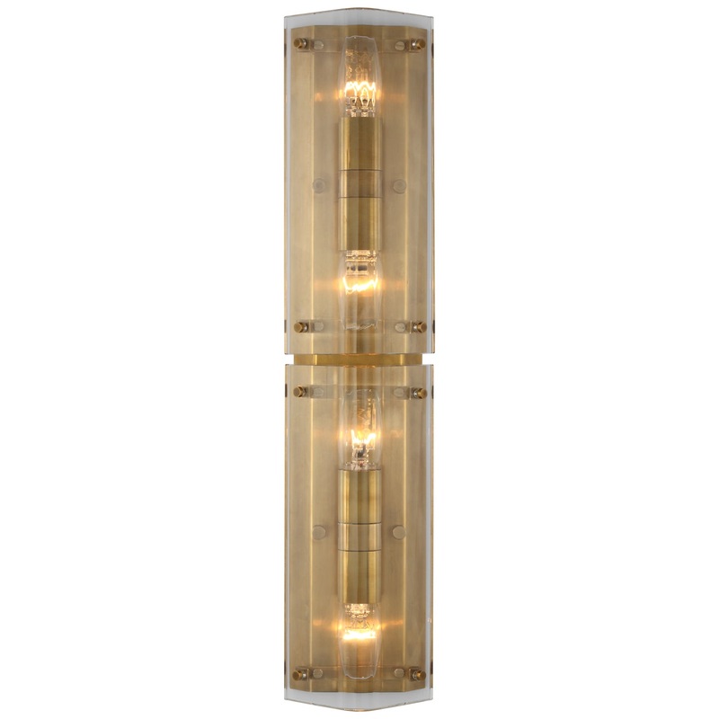 LED Wall Sconce from the Clayton Collection in Crystal and Hand-Rubbed Antique Brass Finish by Visual Comfort Signature