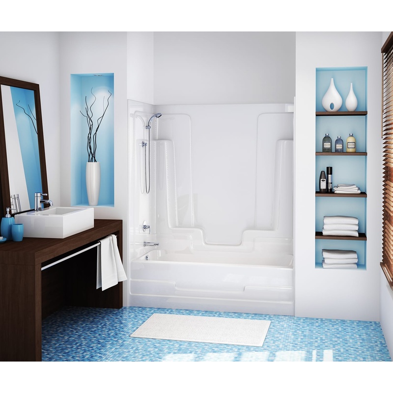 MAAX 102717-000-002-002 Nordica 59 x 33 AcrylX Alcove Right-Hand Drain One-Piece Tub Shower in White