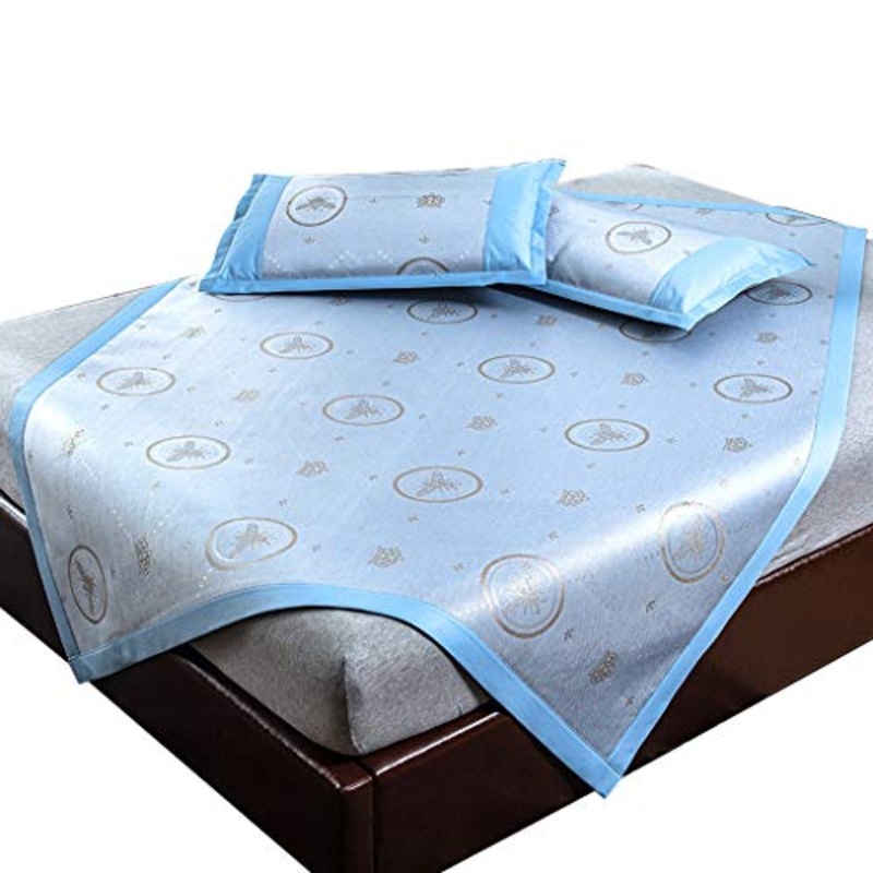 Materassino in Seta di Ghiaccio, 600D Ice Silk e 3D Maglia Traspirante, Rinfrescante e Confortevole Letto Matrimoniale, Lavabile (Color : D, Size : 1.21.95m)