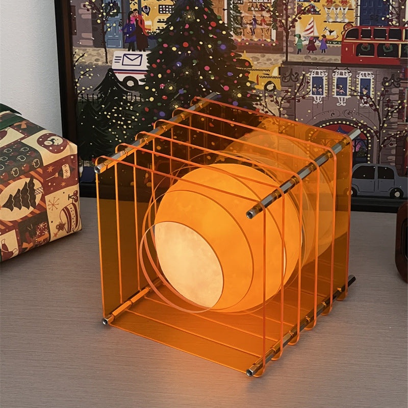 Minimalist Layered Acrylic Moon Lamp – USB Touch Dimmable (Sunset Orange Moon Lamp)