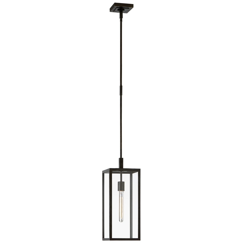 One Light Hanging Lantern from the Fresno Collection in Aged Iron Finish by Visual Comfort Signature