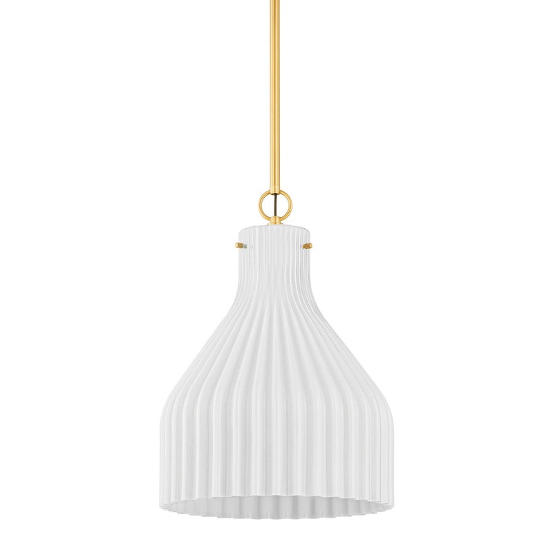 One Light Pendant from the Corinthia Collection in Aged Brass Finish by Mitzi