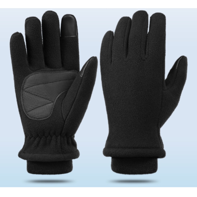 S Black Winter Fleece Touchscreen Gloves – Warm & Water-Repellent for Cycling & Outdoor Sports