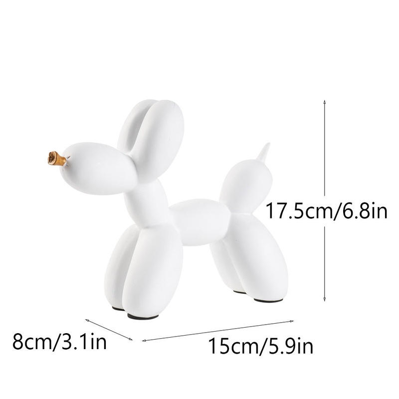 White Modern Resin Balloon Dog Sculpture – Playful Art Figurine with Golden Snout Accent