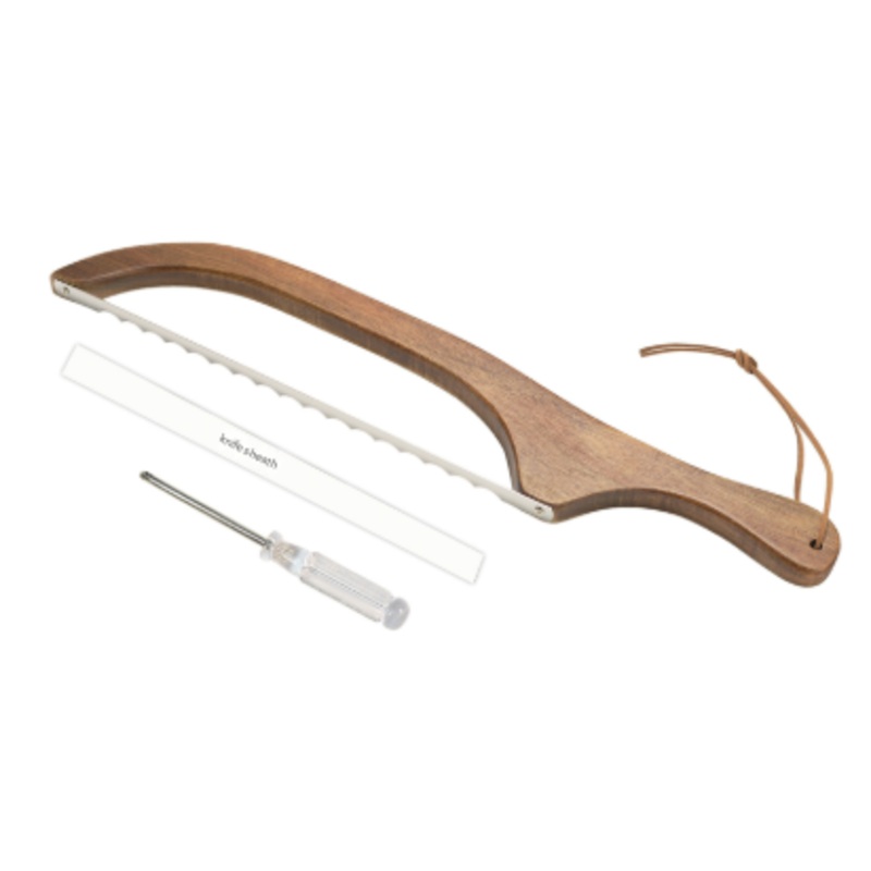 2 Pcs Brown Artisan Wooden Bread Bow Knife – Serrated Stainless Steel Slicer for Effortless Crumb-Free Cutting