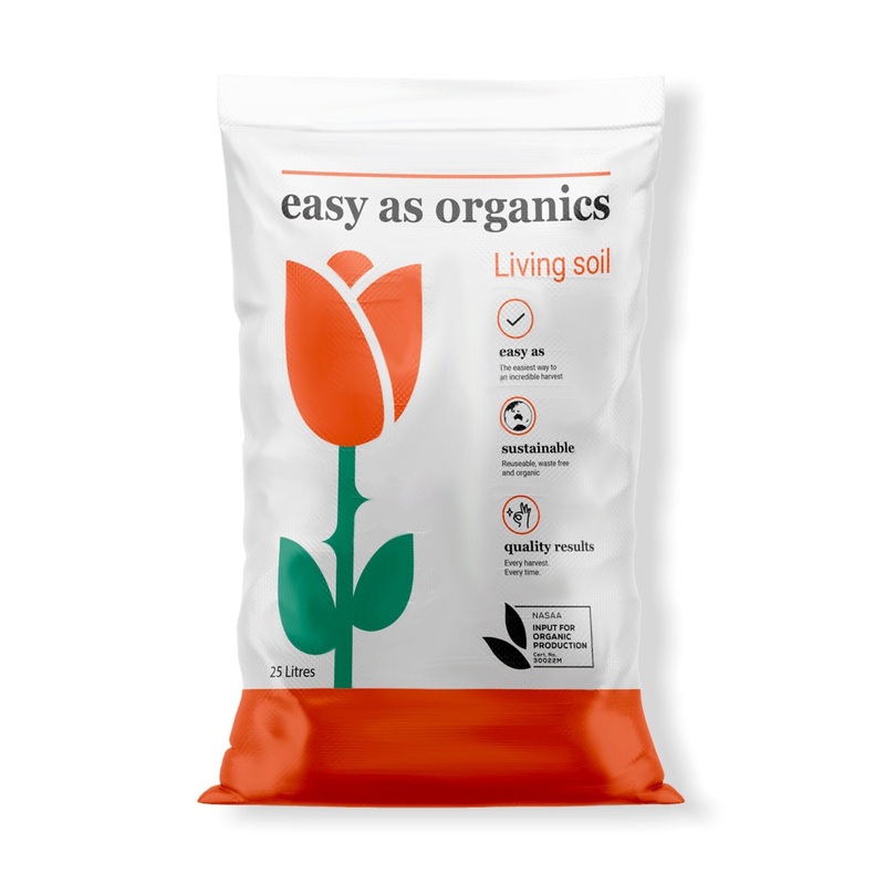 25L Living Soil – Water Only Base Plant Grow Nutrient Substrate – Easy As Organics