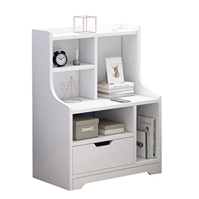 Comodini Decorazione Bagno Domestica Addensare Assemblea Legno Solido Singolo cassetto Locker Arrotondato Solid Edge Piedi Soggiorno Corridoio Camera 47.5X30X70cm MUMUJIN (Color : White)