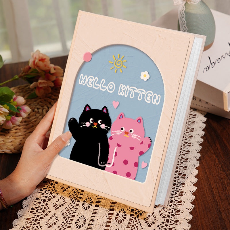 Cover 3 Colorful 7-Inch 100-Photo Cartoon Cat Album – Large Capacity Family Photo Storage Book with Suede and Crystal Cover