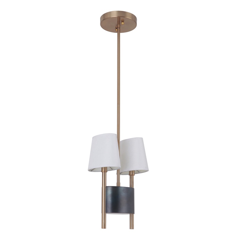 Craftmade 44492-FSSB Parker Two Light Pendant Fired Steel/Satin Brass (Discontinued)