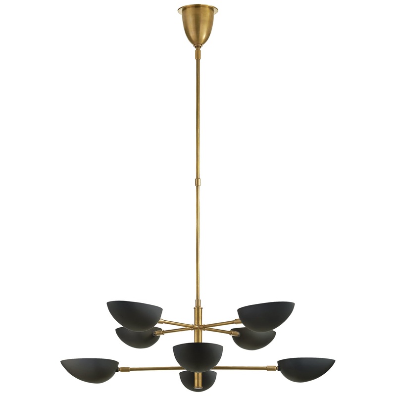 Eight Light Chandelier from the Graphic Collection in Hand-Rubbed Antique Brass Finish by Visual Comfort Signature