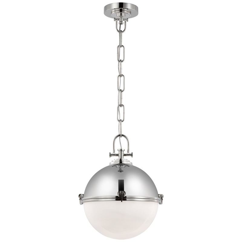 LED Pendant from the Adrian Collection in Polished Nickel Finish by Visual Comfort Signature