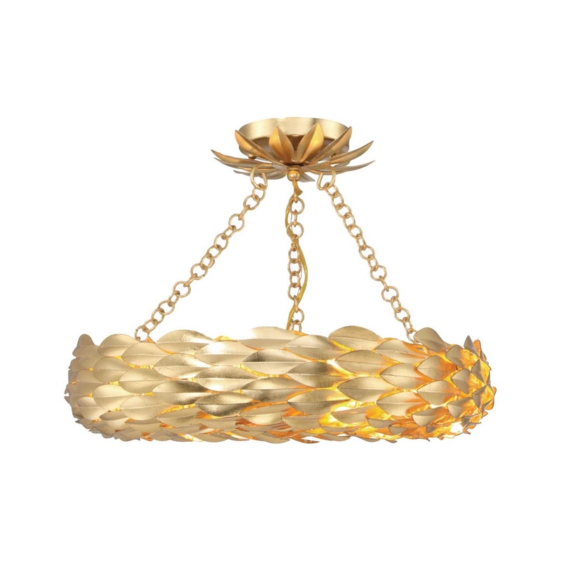 LED Semi Flush Mount from the Broche Collection in Antique Gold Finish by Crystorama