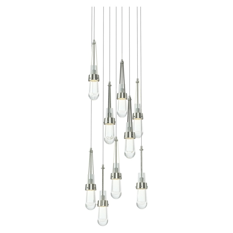 Link 9-Light Clear Glass Pendant Sterling
