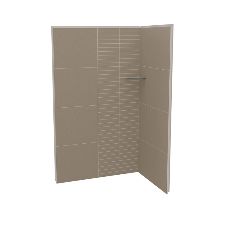 MAAX 107462-306-512 Utile 4836 Composite Direct-to-Stud Two-Piece Corner Shower Wall Kit in Erosion Taupe