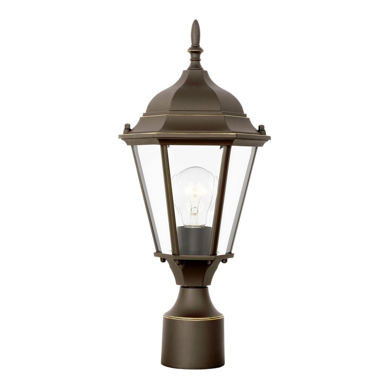 One Light Outdoor Post Lantern from the Bakersville Collection in Antique Bronze Finish by Generation Lighting (Final Sale)