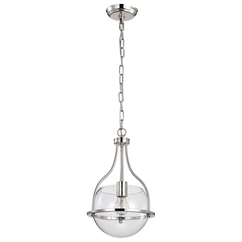 One Light Pendant from the Amado Collection in Polished Nickel Finish by Nuvo Lighting