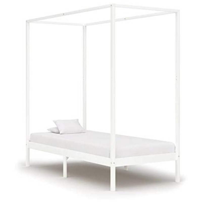 SKM Giroletto a Baldacchino Bianco Legno Massello di Pino 100x200cm