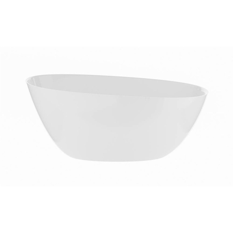 Soaking Tub Walker 61.75 x 27 Inch Freestanding Off-Center Drain Gloss White Mineral Composite